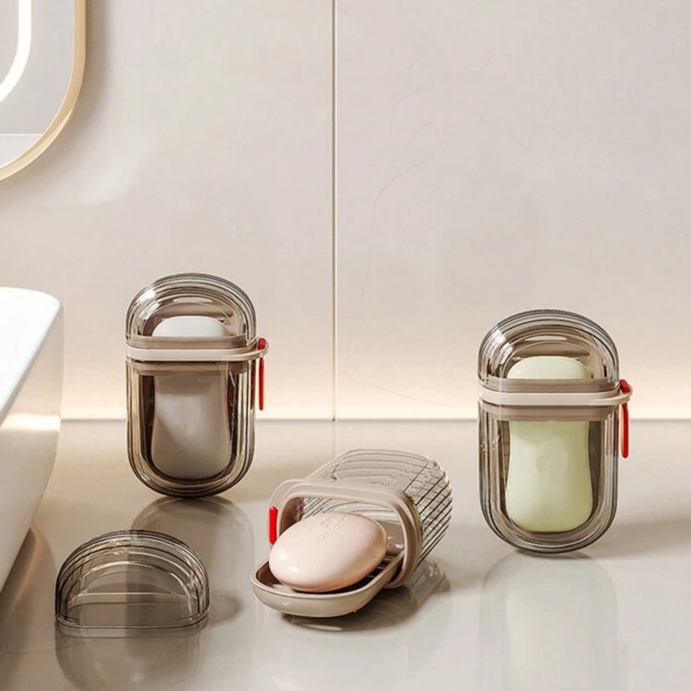 9pc Light Luxury Travel Soap Box, Creative With Lid Sealed Drain, Portable Small